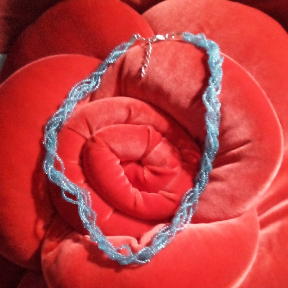 Blue Beaded Multistrand Necklace